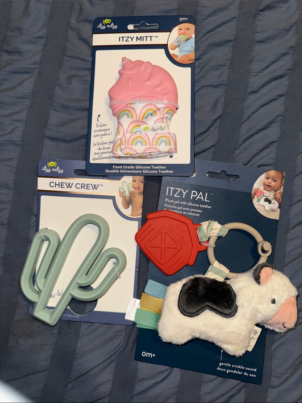 Itzy Ritzy Pink Unicorn Itzy Mitt Silicone Teether - Cow Itzy Pal, Chew Crew NEW